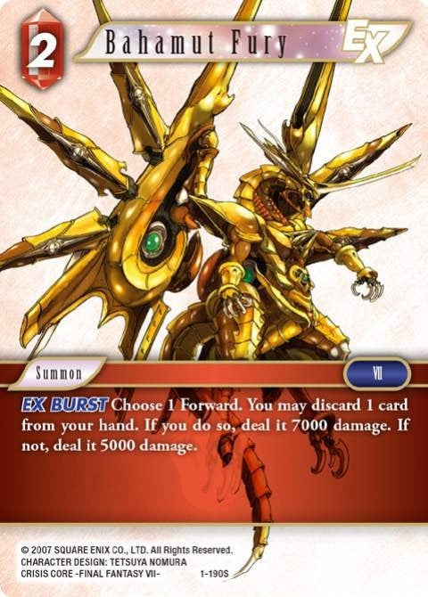 Image for Bahamut Fury EX (1-190S) (Opus I) (OP1) - Final Fantasy TCG