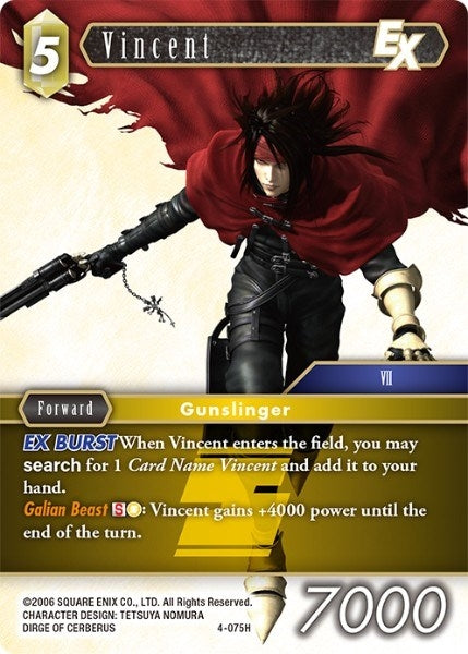 Image for Vincent EX (4-075H) (Opus IV) (OP4) - Final Fantasy TCG