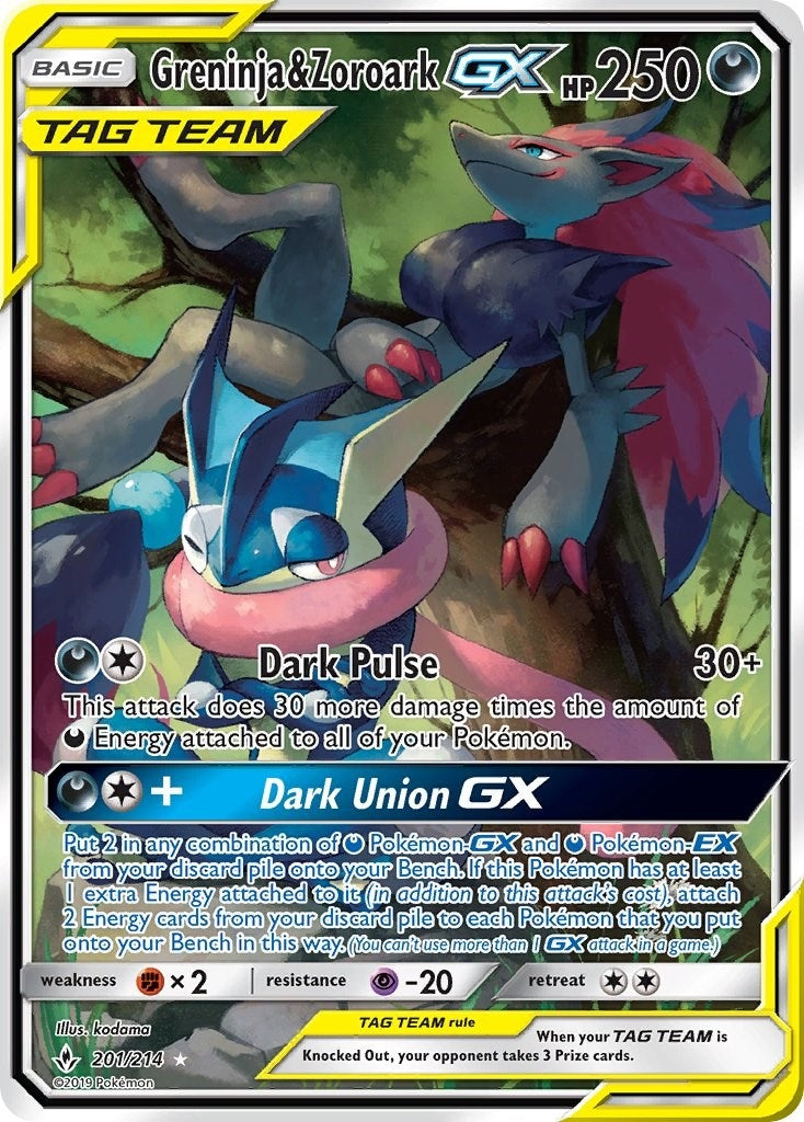 Greninja & Zoroark GX (201) (Alternate Full Art) (201/214) (SM - Unbroken Bonds)