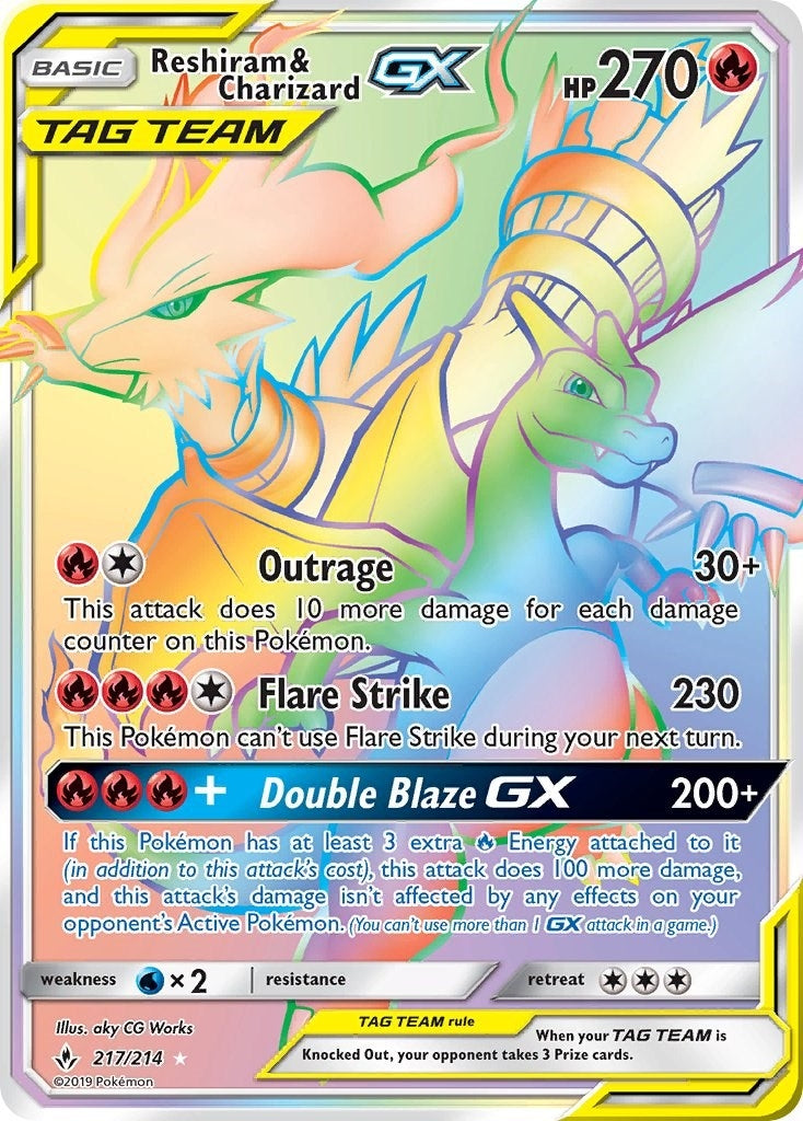 Reshiram & Charizard GX (Secret) (217/214) (SM - Unbroken Bonds)