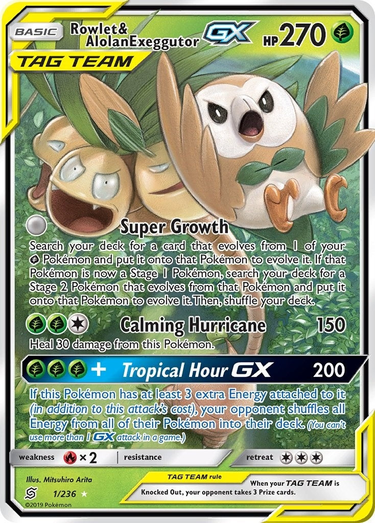 Image for Rowlet & Alolan Exeggutor GX (1/236) - Pokemon