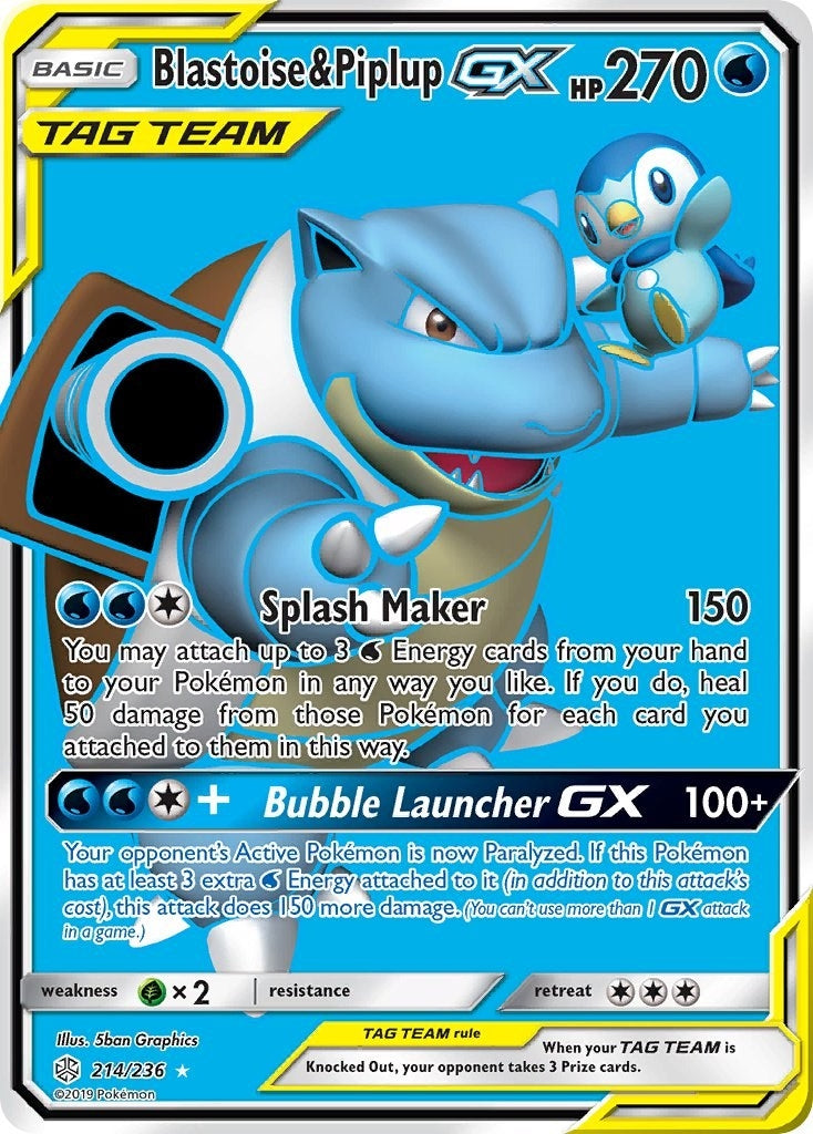 Blastoise & Piplup GX (Full Art) (214/236) (SM - Cosmic Eclipse)