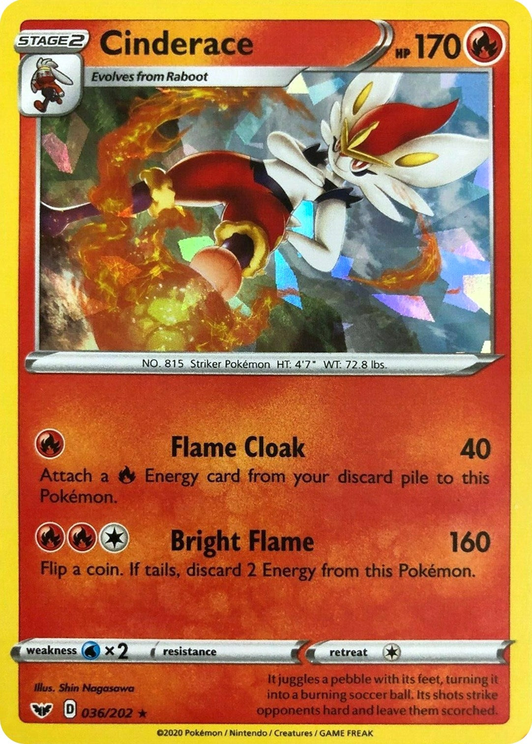 Cinderace - 036/202 (Cracked Ice Holo) (036/202) (Deck Exclusives)