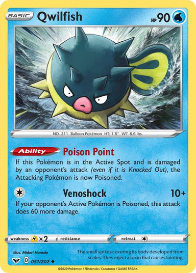 Image for Qwilfish (051/202) (SWSH01: Sword & Shield Base Set) - Pokemon