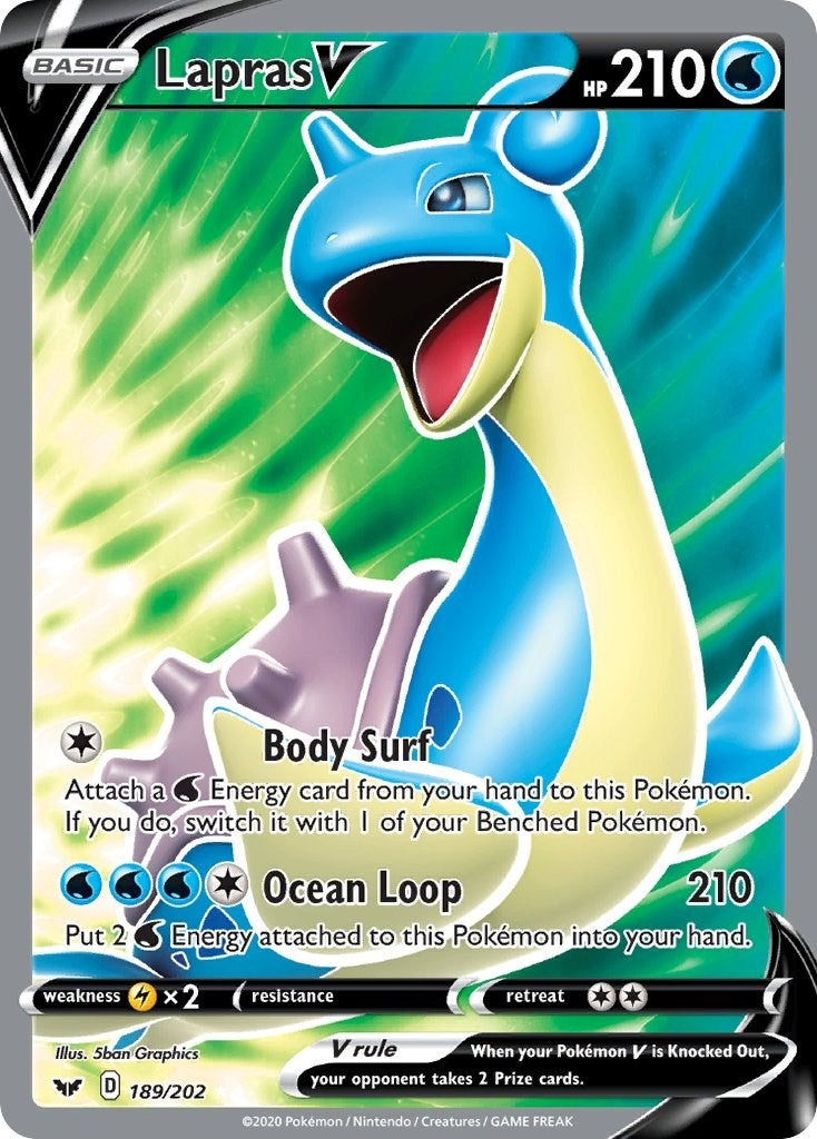 Image for Lapras V (Full Art) (189/202) (SWSH01: Sword & Shield Base Set) - Pokemon