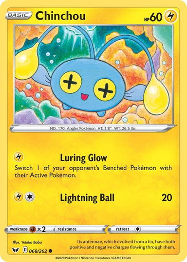 Image for Chinchou (068) (068/202) (SWSH01: Sword & Shield Base Set) - Pokemon