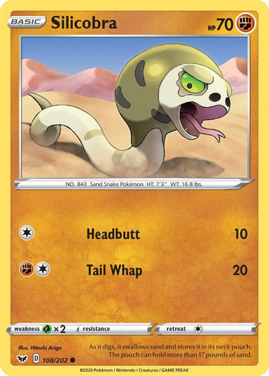 Image for Silicobra (108) (108/202) (SWSH01: Sword & Shield Base Set) - Pokemon