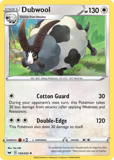 Image for Dubwool (154/202) (SWSH01: Sword & Shield Base Set) - Pokemon
