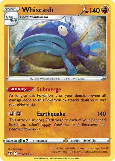 Image for Whiscash (100/192) (SWSH02: Rebel Clash) - Pokemon