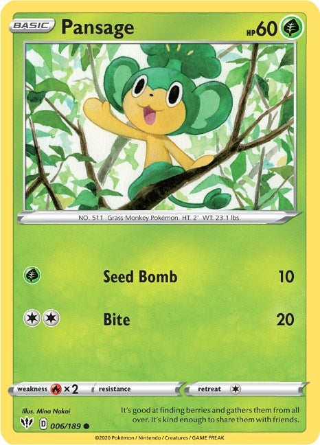 Pansage (006/189) (SWSH03: Darkness Ablaze)