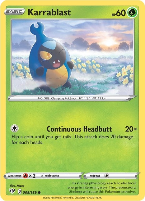 Karrablast (008/189) (SWSH03: Darkness Ablaze)