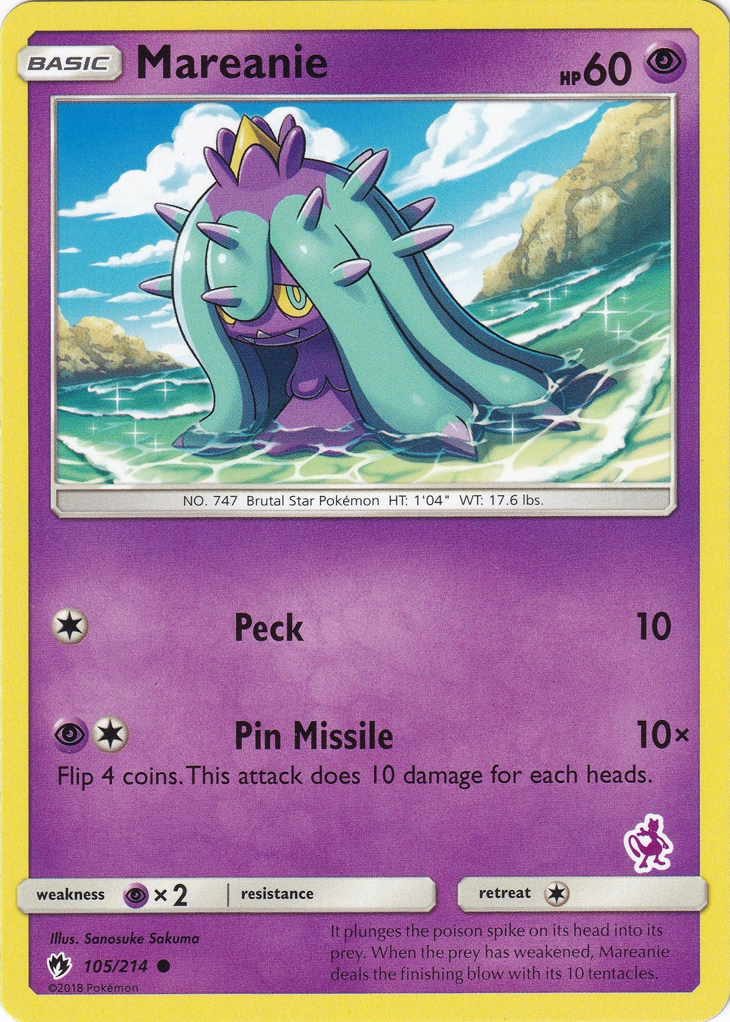 Mareanie - 105/214 (Mewtwo Stamped) (105/214) (Battle Academy)
