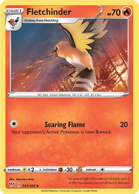 Fletchinder (031/189) (SWSH03: Darkness Ablaze)