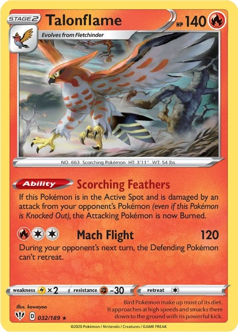 Talonflame (032/189) (SWSH03: Darkness Ablaze)