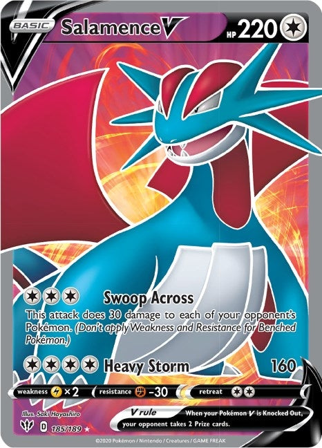 Salamence V (Full Art) (185/189) (SWSH03: Darkness Ablaze)