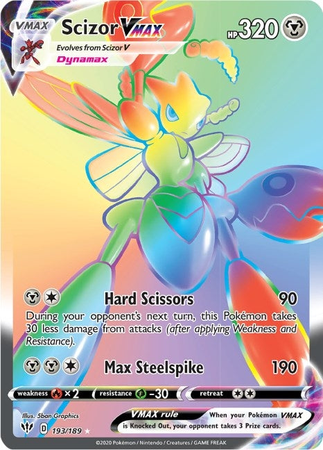 Scizor VMAX (Secret) (193/189) (SWSH03: Darkness Ablaze)