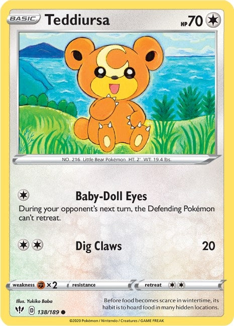 Teddiursa (138/189) (SWSH03: Darkness Ablaze)