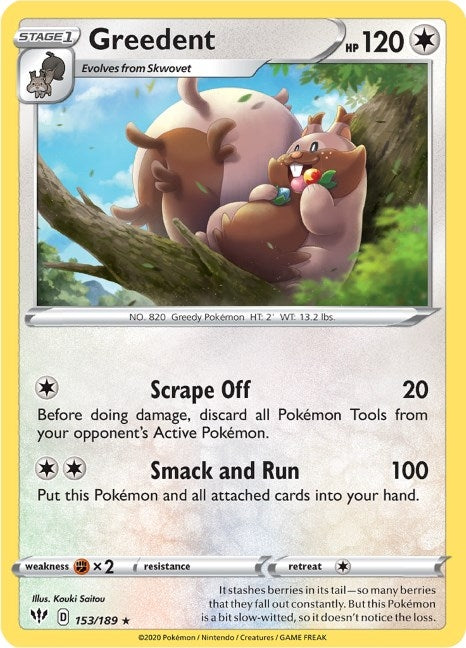 Greedent (153/189) (SWSH03: Darkness Ablaze)