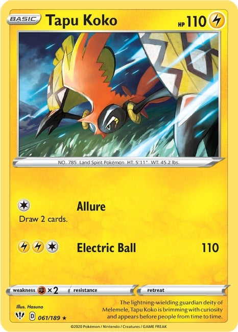 Tapu Koko (061/189) (SWSH03: Darkness Ablaze)