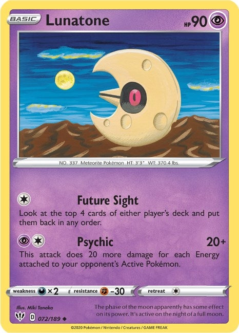 Lunatone (072/189) (SWSH03: Darkness Ablaze)