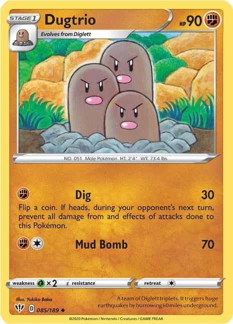Dugtrio (085/189) (SWSH03: Darkness Ablaze)