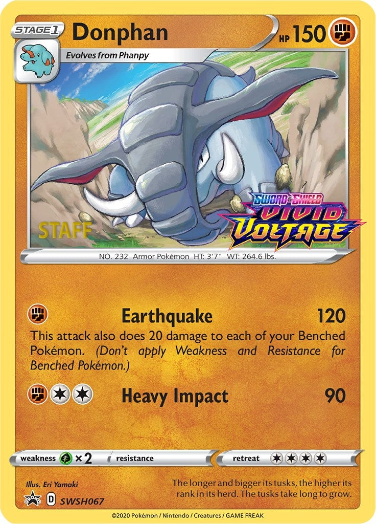 Image for Donphan - SWSH067 (Prerelease) [Staff] (SWSH067) (SWSH: Sword & Shield Promo Cards) - Pokemon