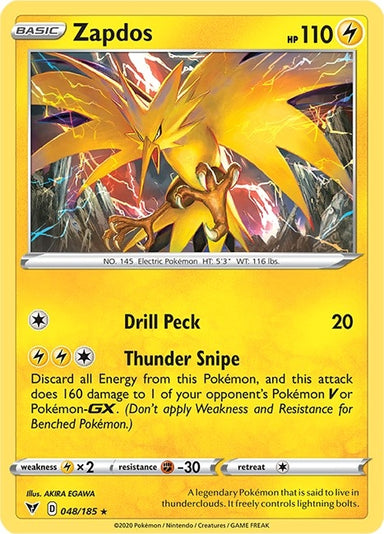 Image for Zapdos (048/185) (SWSH04: Vivid Voltage) (SWSH04) - Pokemon