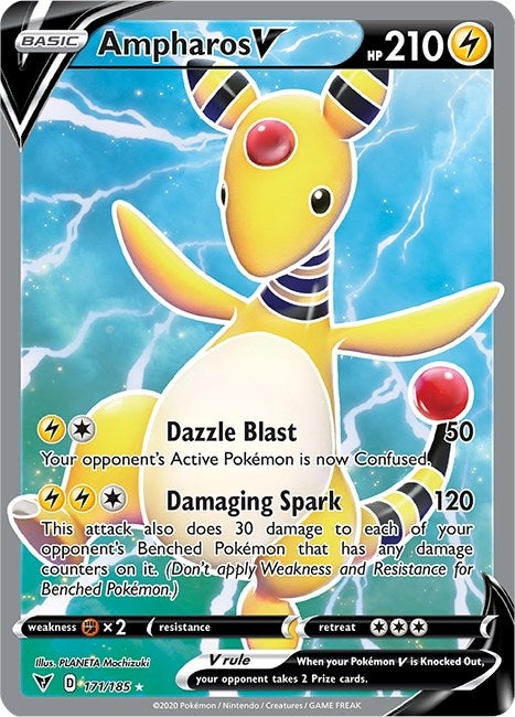 Ampharos V (Full Art) (171/185) (SWSH04: Vivid Voltage)