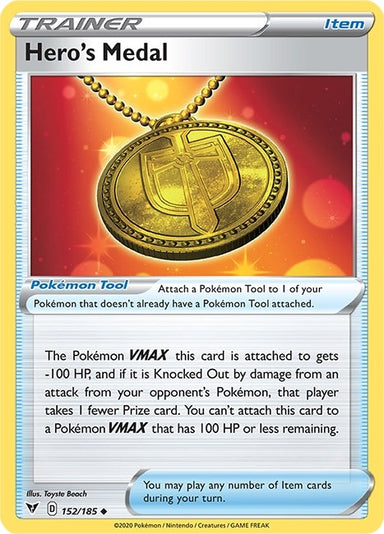 Image for Hero's Medal (152/185) (SWSH04: Vivid Voltage) (SWSH04) - Pokemon