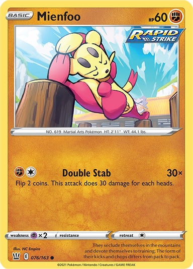 Image for Mienfoo (076/163) (SWSH05: Battle Styles) - Pokemon