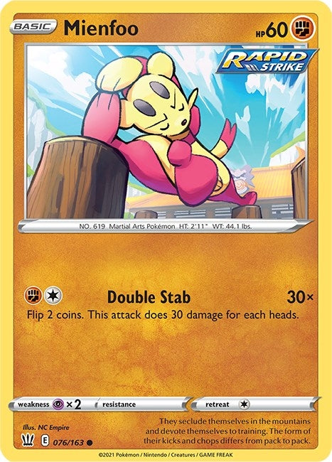 Image for Mienfoo (076/163) (SWSH05: Battle Styles) - Pokemon