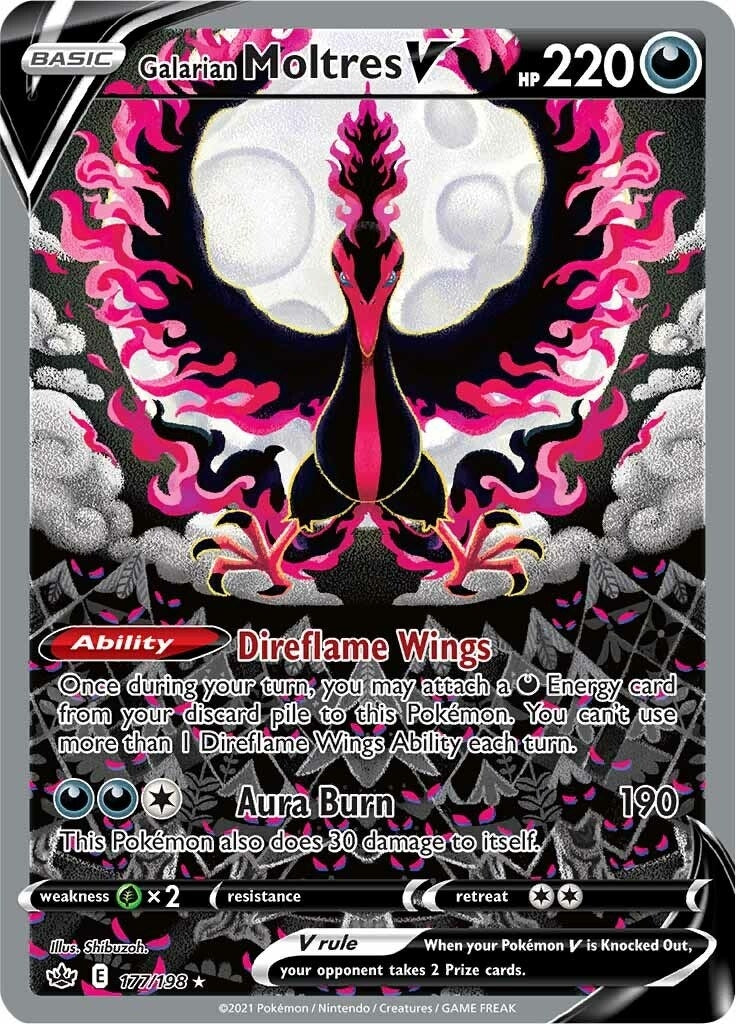 Galarian Moltres V (Alternate Full Art) (177/198) (SWSH06: Chilling Reign)