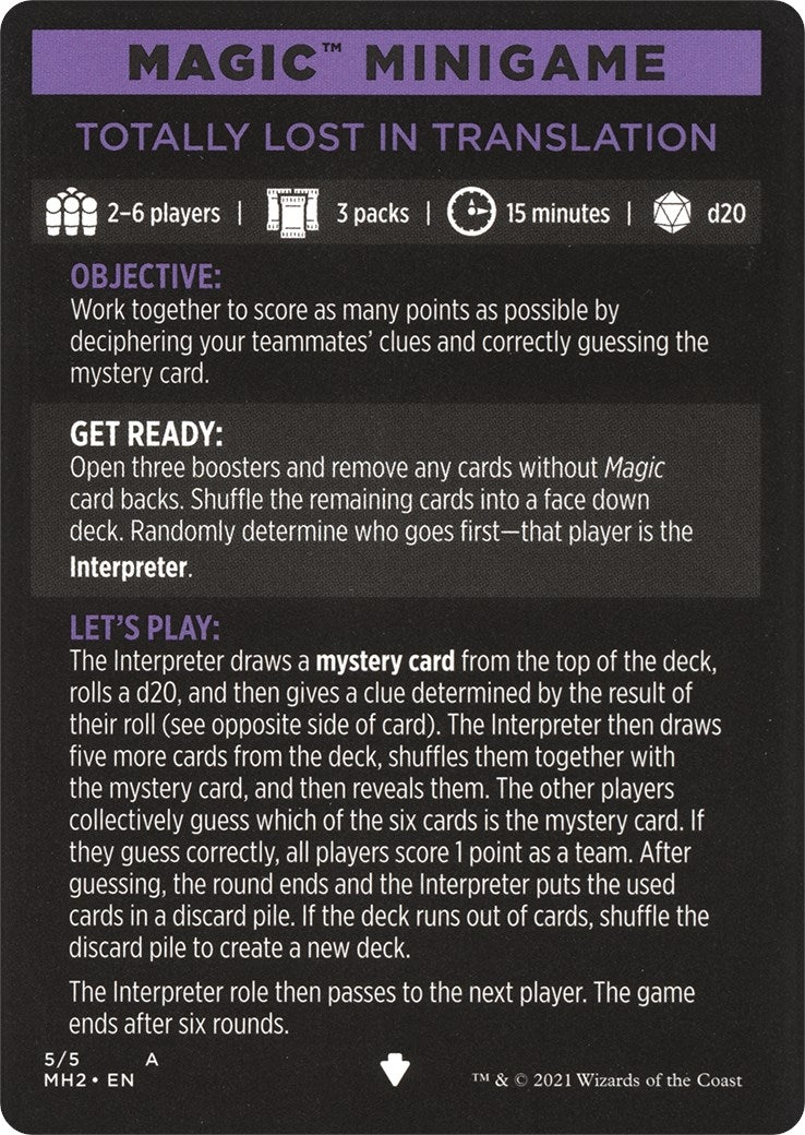 Image for Magic Minigame: Totally Lost in Translation (5) (Modern Horizons 2) (MH2) - Magic: The Gathering