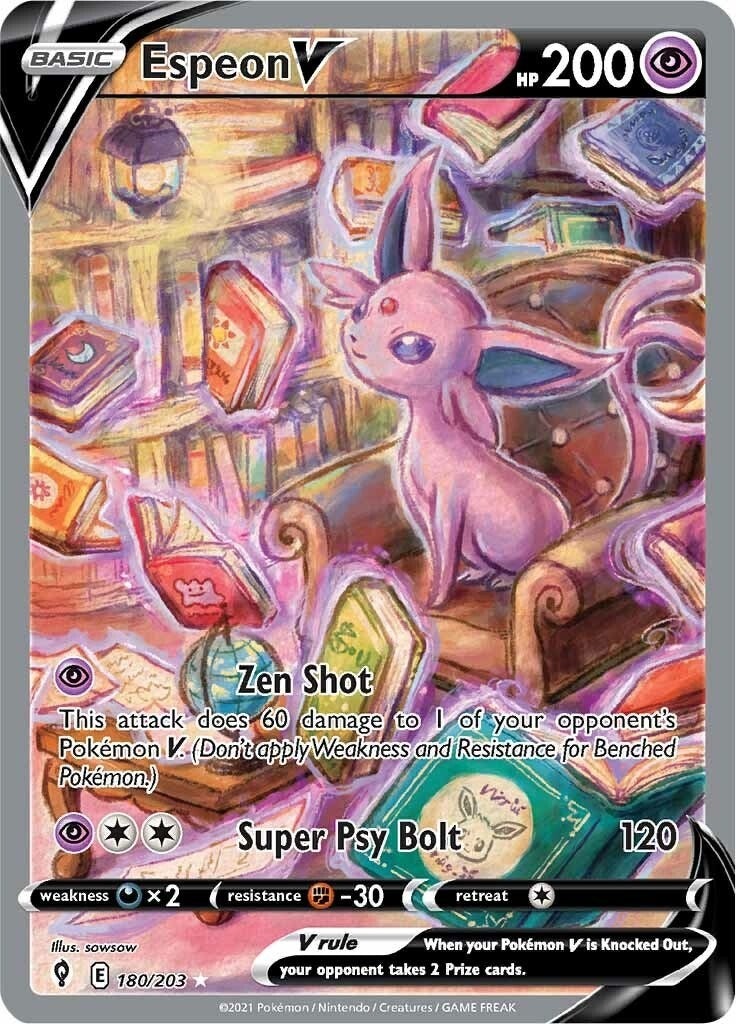 Espeon V (Alternate Full Art) (180/203) (SWSH07: Evolving Skies)