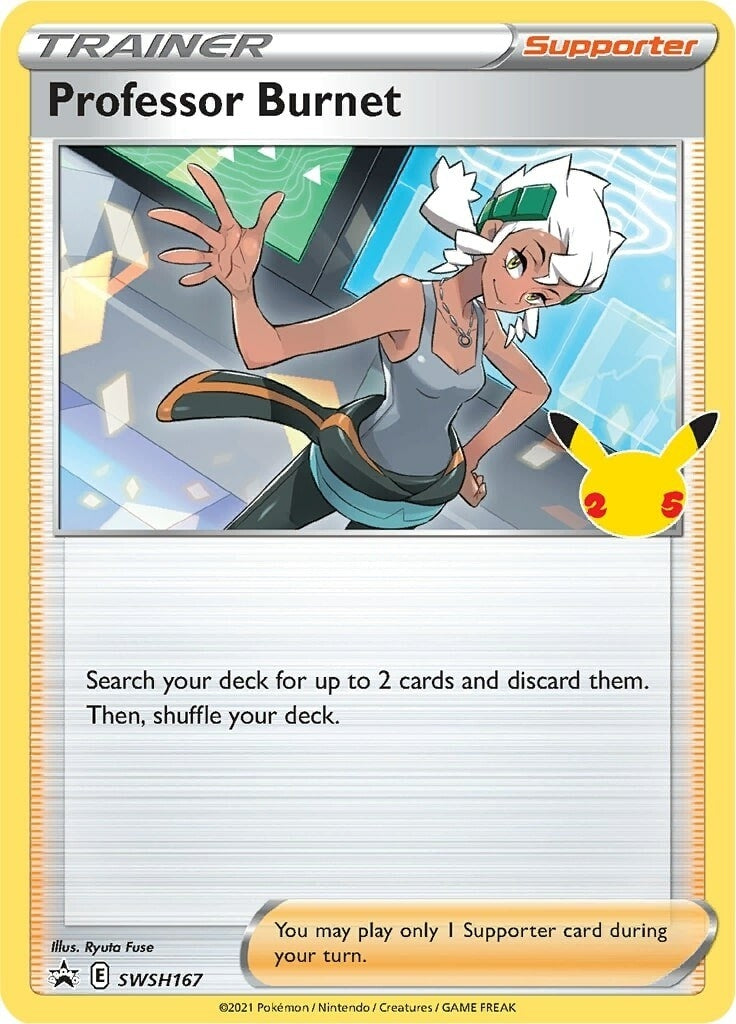 Image for Professor Burnet - SWSH167 (25th Anniversary Stamp) (SWSH167) (SWSH: Sword & Shield Promo Cards) - Pokemon