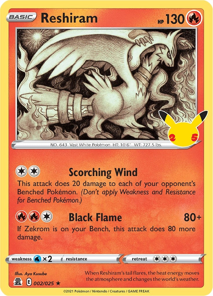 Image for Reshiram (002/025) (Celebrations) (CLB) - Pokemon