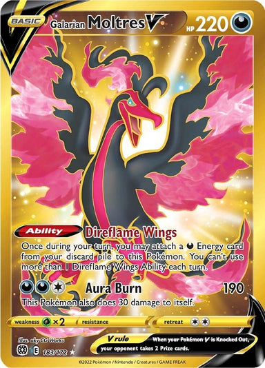 Image for Galarian Moltres V (Secret) (183/172) (SWSH09) - Pokemon