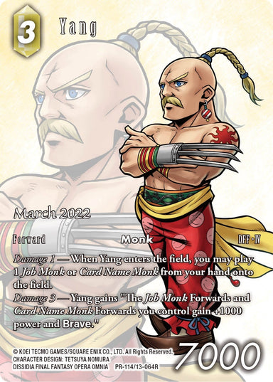 Image for Yang (March 2022) (PR-114/13-064R) (FF: Promo Cards) (PR) - Final Fantasy TCG