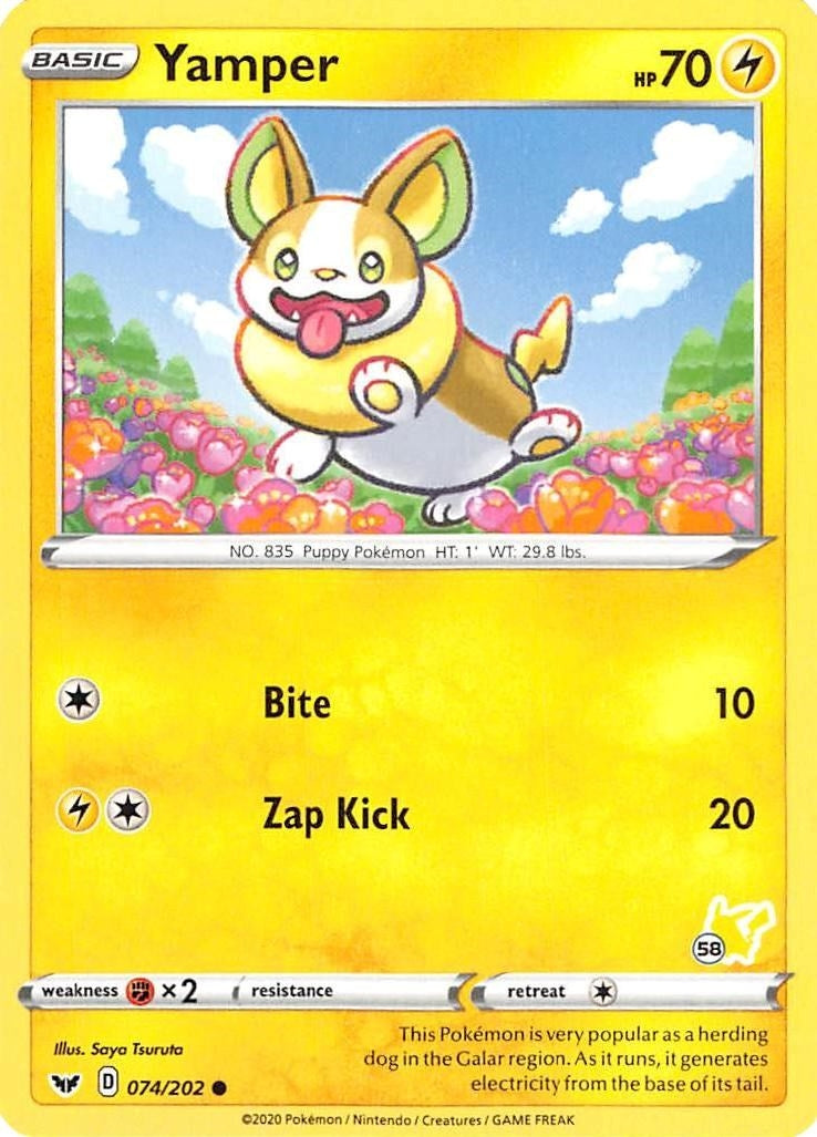 Yamper - 074/202 (#58 Pikachu Stamped) (074/202) (Battle Academy 2022)