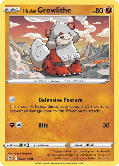 Image for Hisuian Growlithe (070/189) (SWSH10: Astral Radiance) - Pokemon