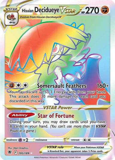Image for Hisuian Decidueye VSTAR (Secret) (195/189) (SWSH10: Astral Radiance) - Pokemon