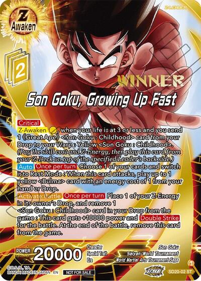 SD20-02  - Son Goku, Growing Up Fast (ZENKAI Celebration Winner-Stamped)