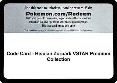 Image for Code Card - Hisuian Zoroark VSTAR Premium Collection (SWSH11: Lost Origin) - Pokemon