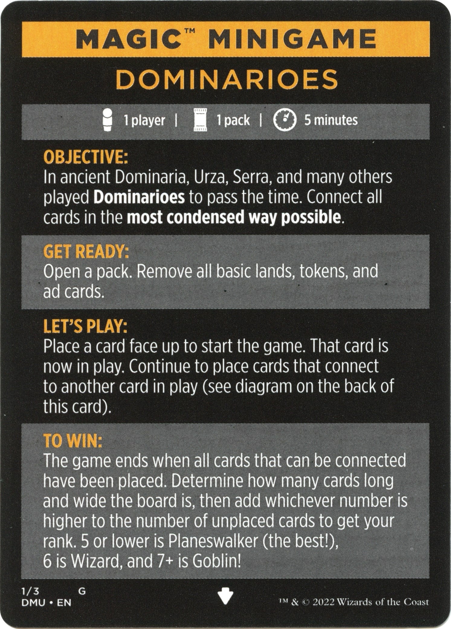 Image for Magic Minigame: Dominarioes (1) - Magic: The Gathering