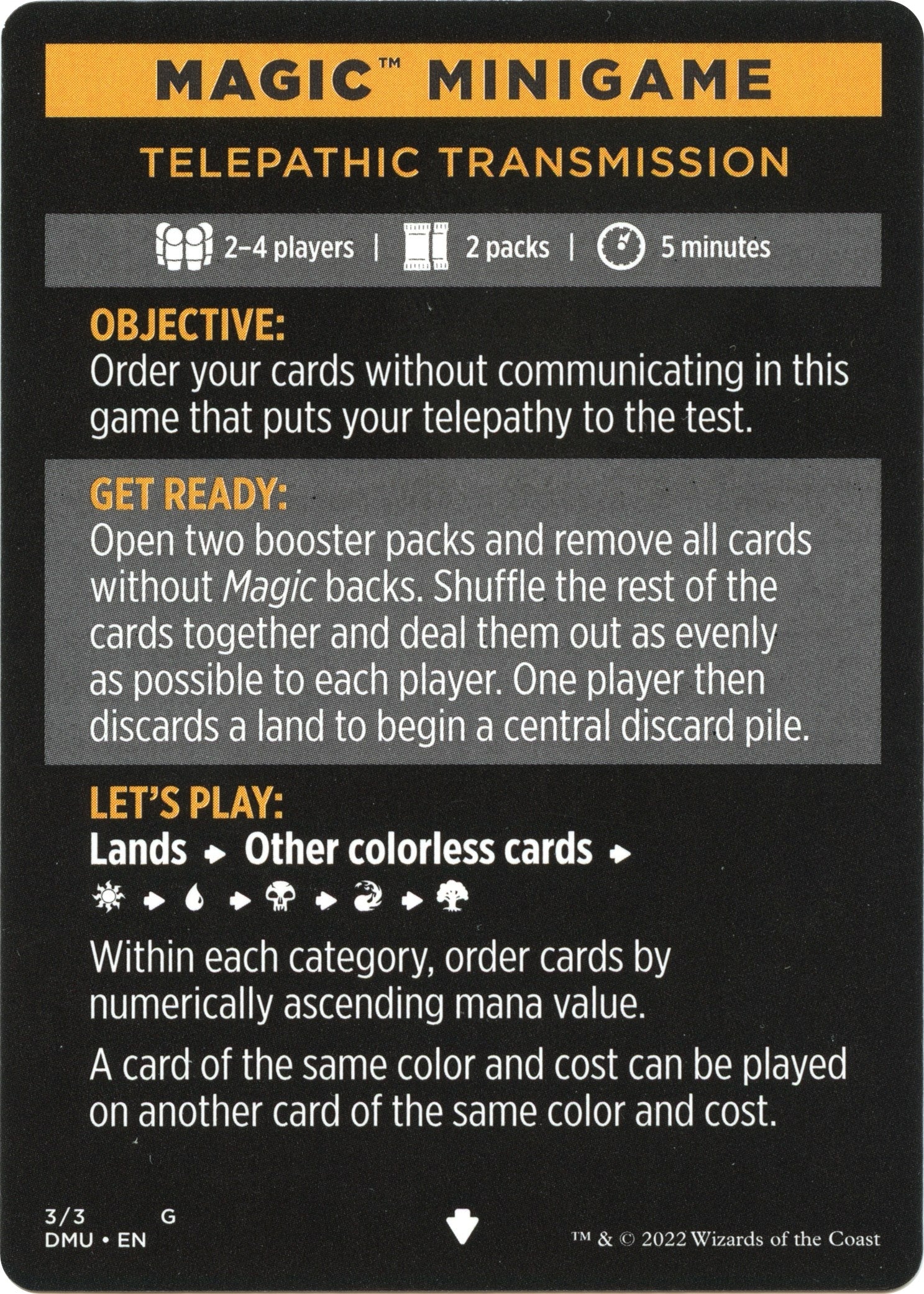 Image for Magic Minigame: Telepathic Transmission (3) - Magic: The Gathering