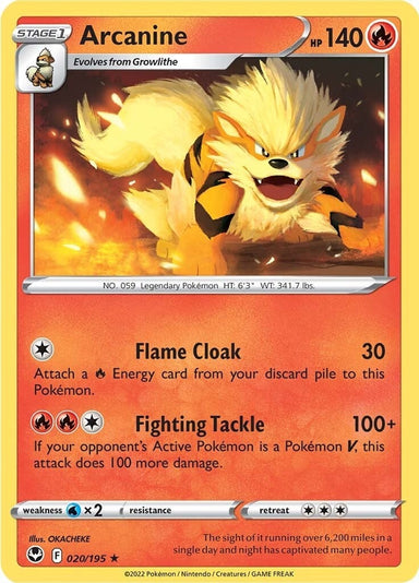 Image for Arcanine (020/195) (SWSH12: Silver Tempest) - Pokemon