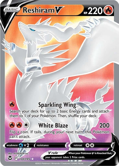 Image for Reshiram V (Full Art) (172/195) (SWSH12: Silver Tempest) - Pokemon