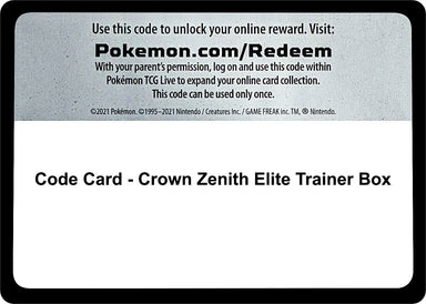 Image for Code Card - Crown Zenith Elite Trainer Box (Crown Zenith) - Pokemon
