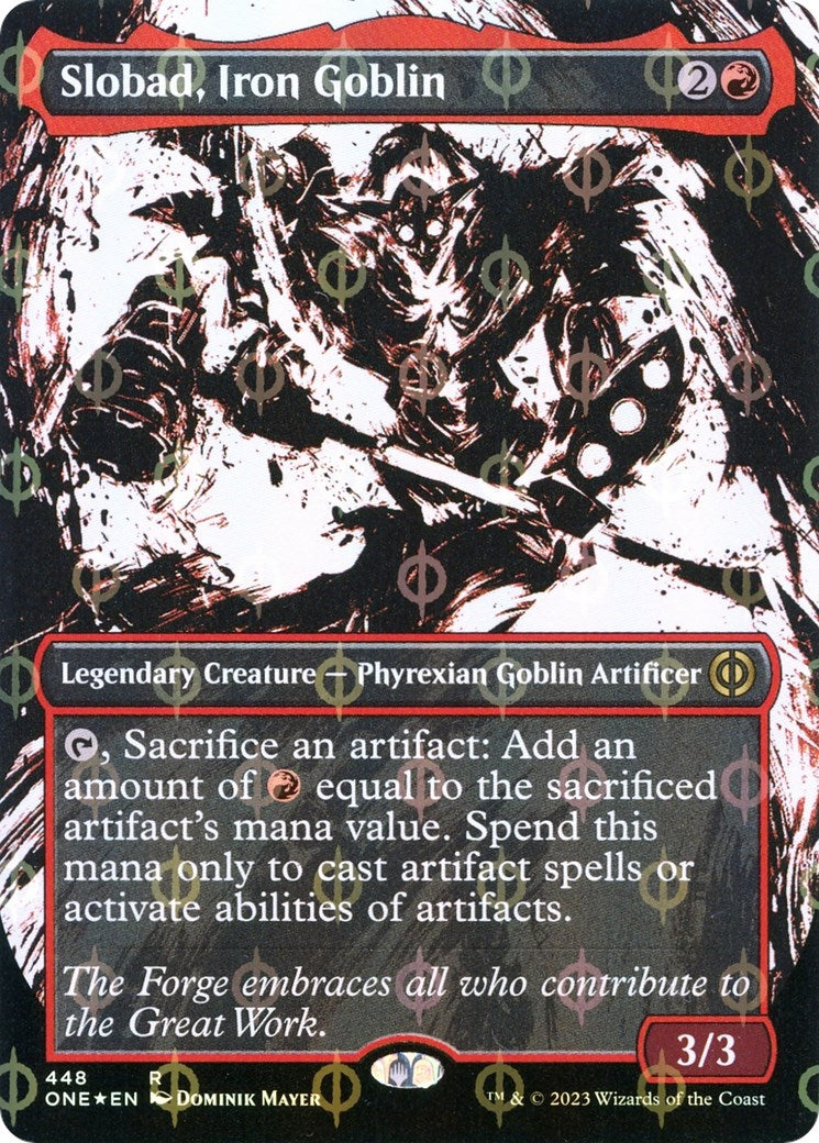 Image for Slobad, Iron Goblin (Showcase) (Step-and-Compleat Foil) (448) (Phyrexia: All Will Be One) - Magic: The Gathering
