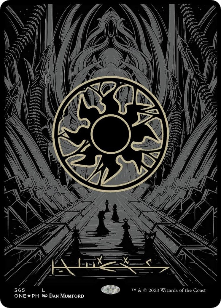 Image for Plains (Phyrexian) - Full Art (Oil Slick Raised Foil) (365) (Phyrexia: All Will Be One) - Magic: The Gathering